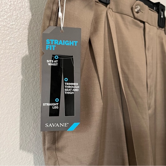 SAVANE-NWT Men's Tan Dress Pants with Expandable Waistband Size 44W 30L - Picture 4 of 4